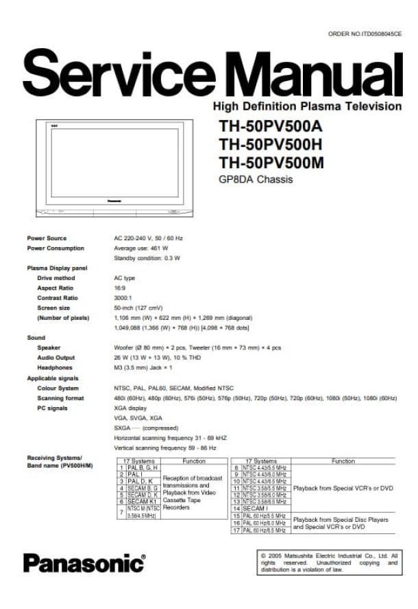 GP8DA_TH-50PV500A, TH-50PV500H, TH-50PV500M
